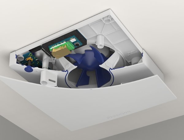 Waves CO² decentrale ventilator met CO², vocht en geur sensor